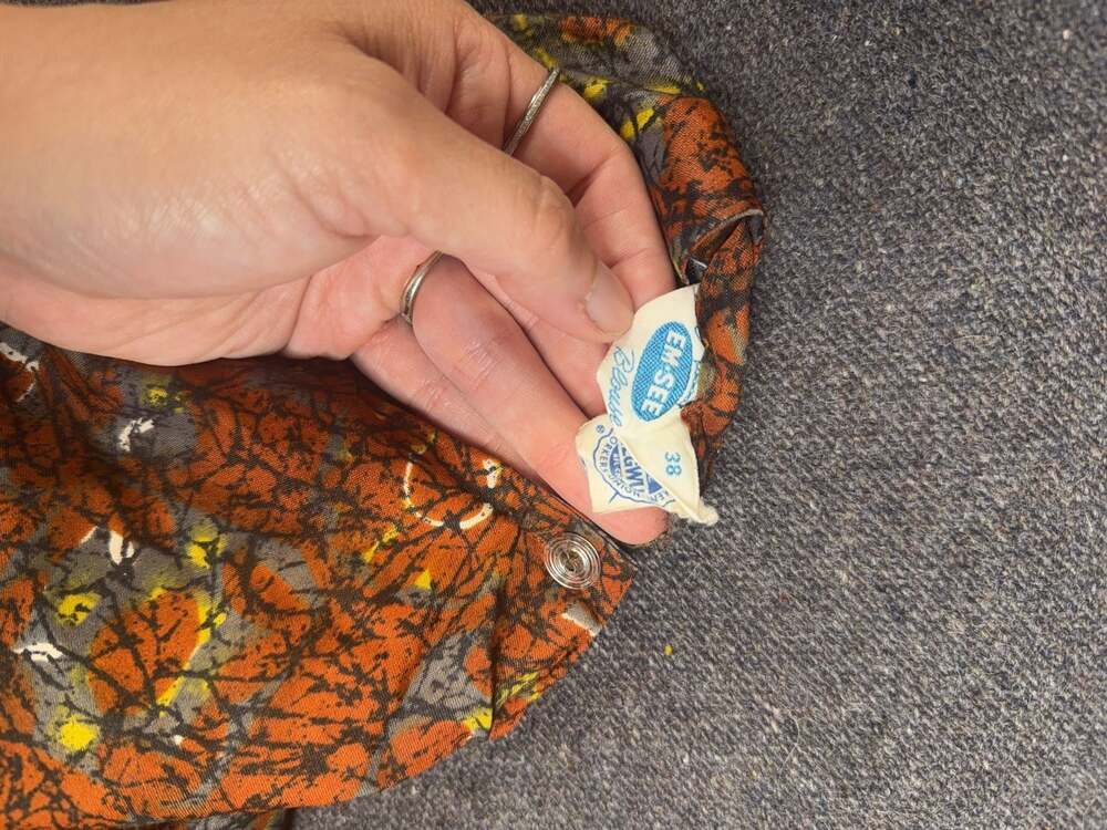 Vintage Em-See Abstract Floral Button-Back Blouse